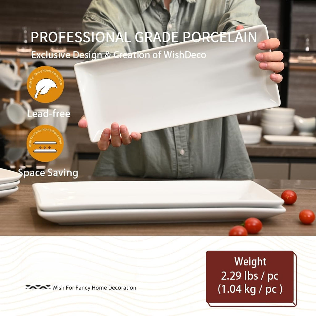White Rectangle Ceramic Platters