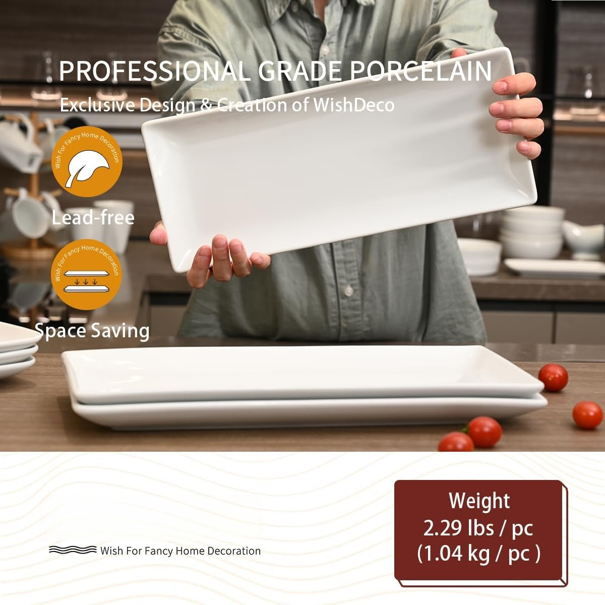 White Rectangle Ceramic Platters