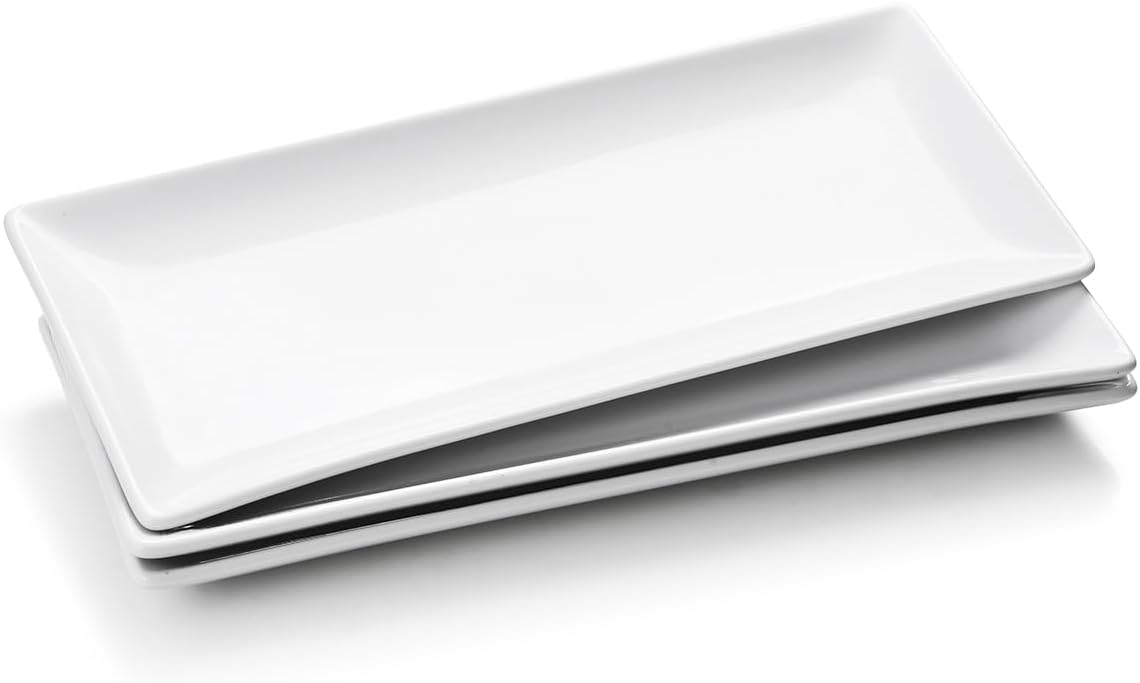 White Rectangle Ceramic Platters