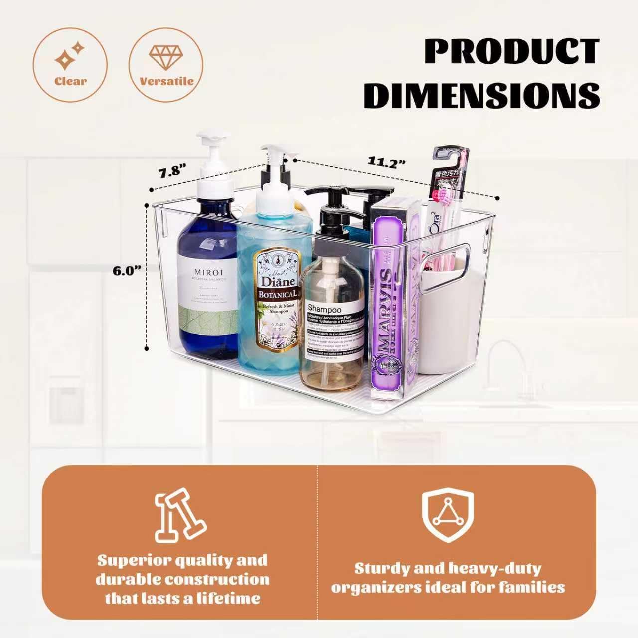 Heavy-Duty Clear Handled Storage Bins