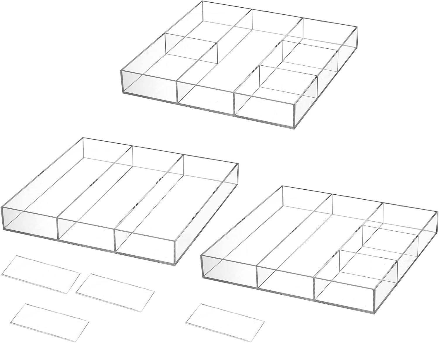Multi-Slot Clear Acrylic Drawer Trays