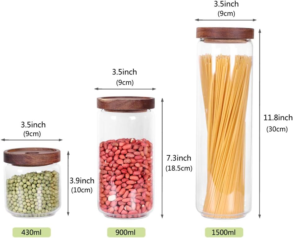 Airtight Wood Lid Glass Canister Set