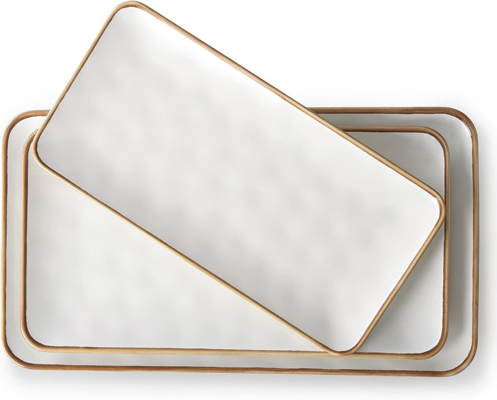 Rimmed Rectangle Ceramic Platters