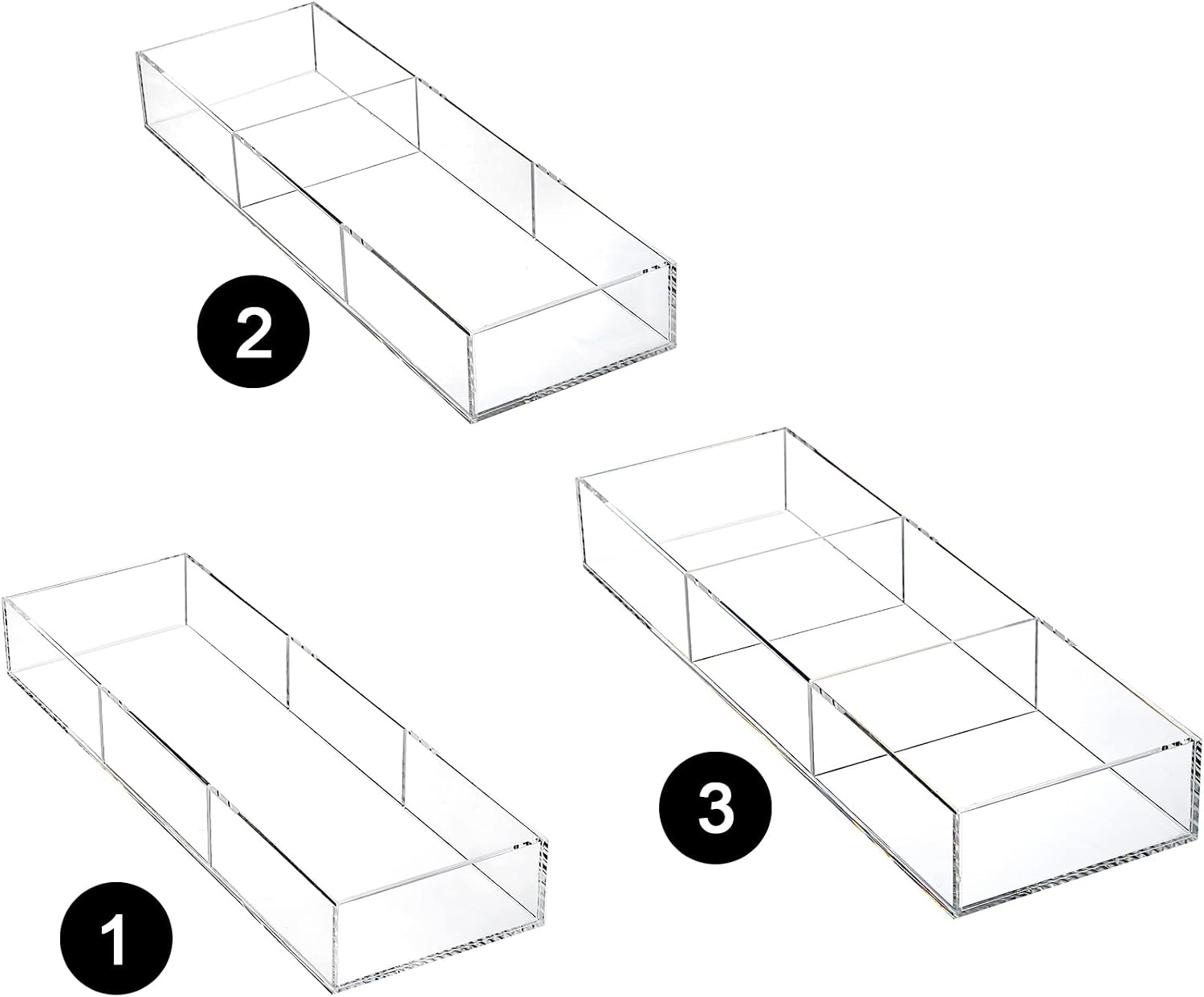 Multi-Slot Clear Acrylic Drawer Trays