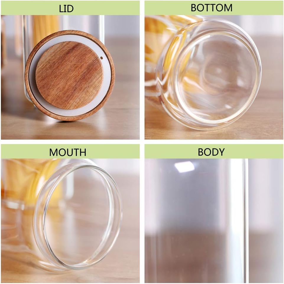 Airtight Wood Lid Glass Canister Set