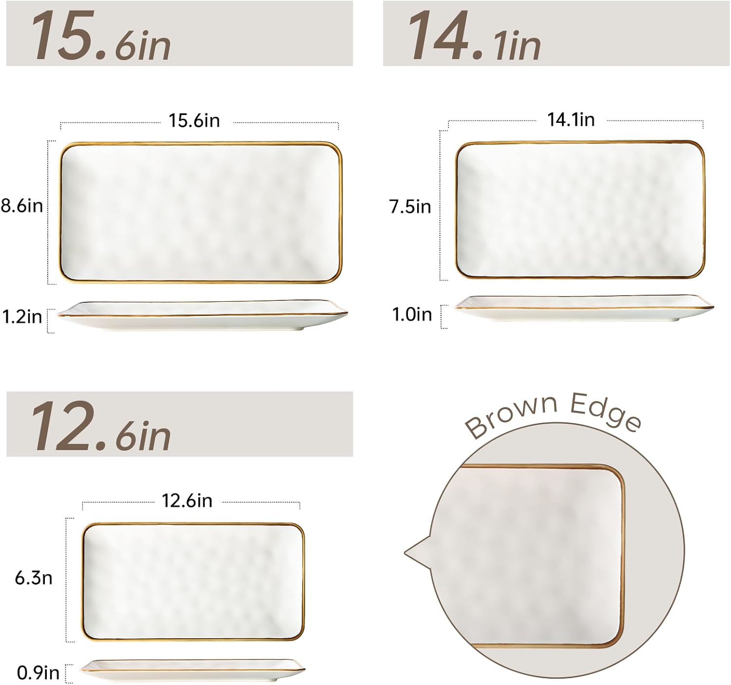 Rimmed Rectangle Ceramic Platters