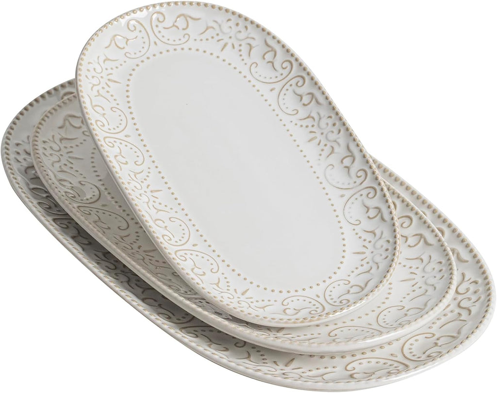 Embossed Oval Ceramic Platters