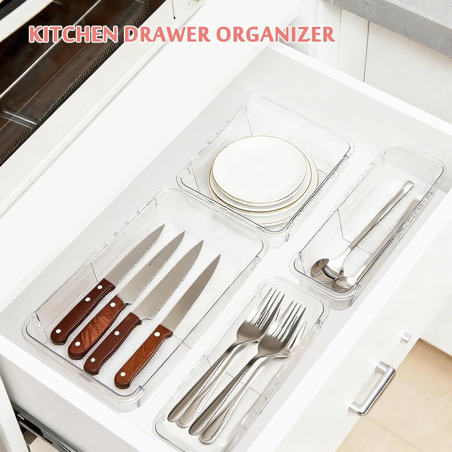Adjustable Clear Drawer Organizer Trays