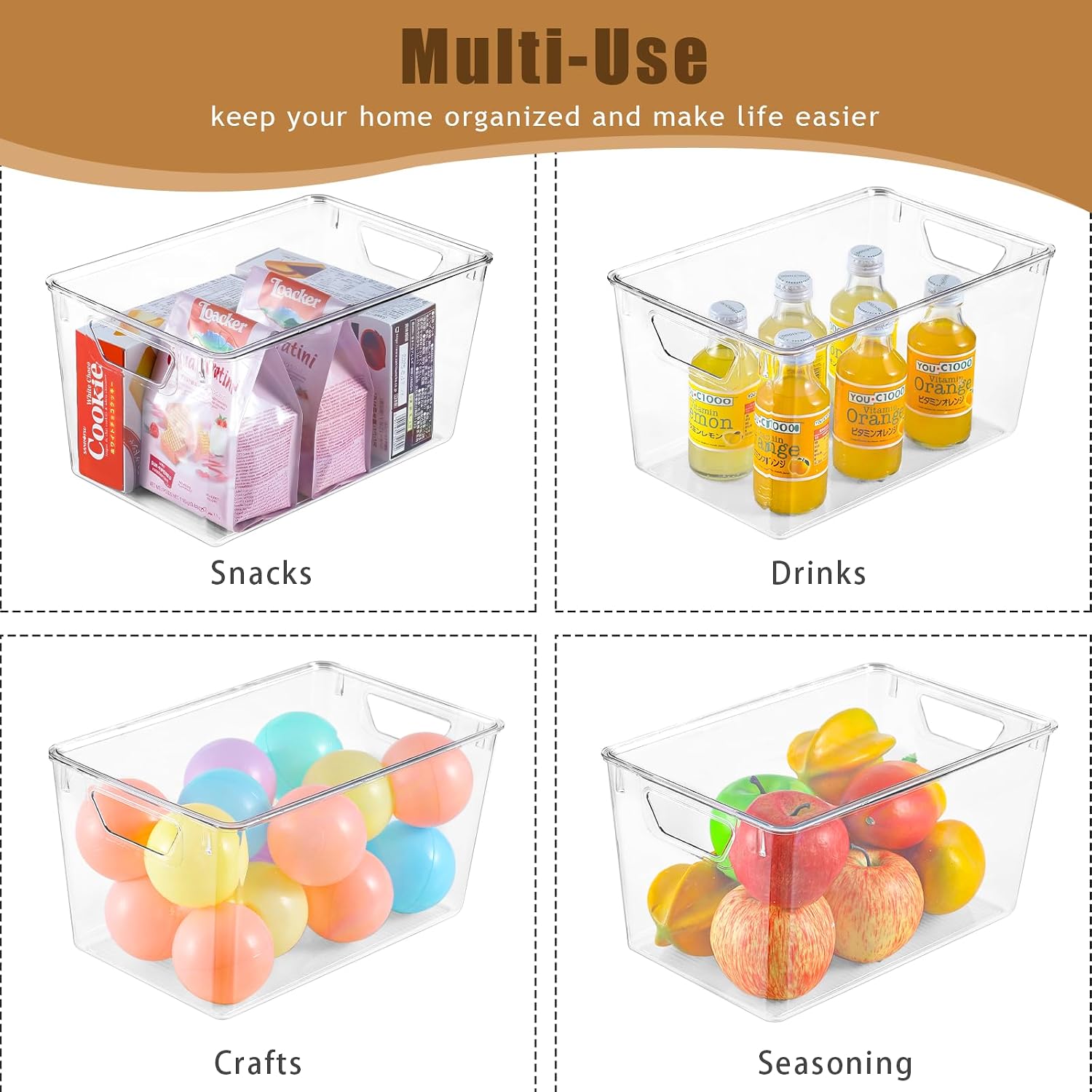 Lidded Clear Stackable Storage Bins