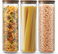 Stackable Wood Lid Glass Canisters