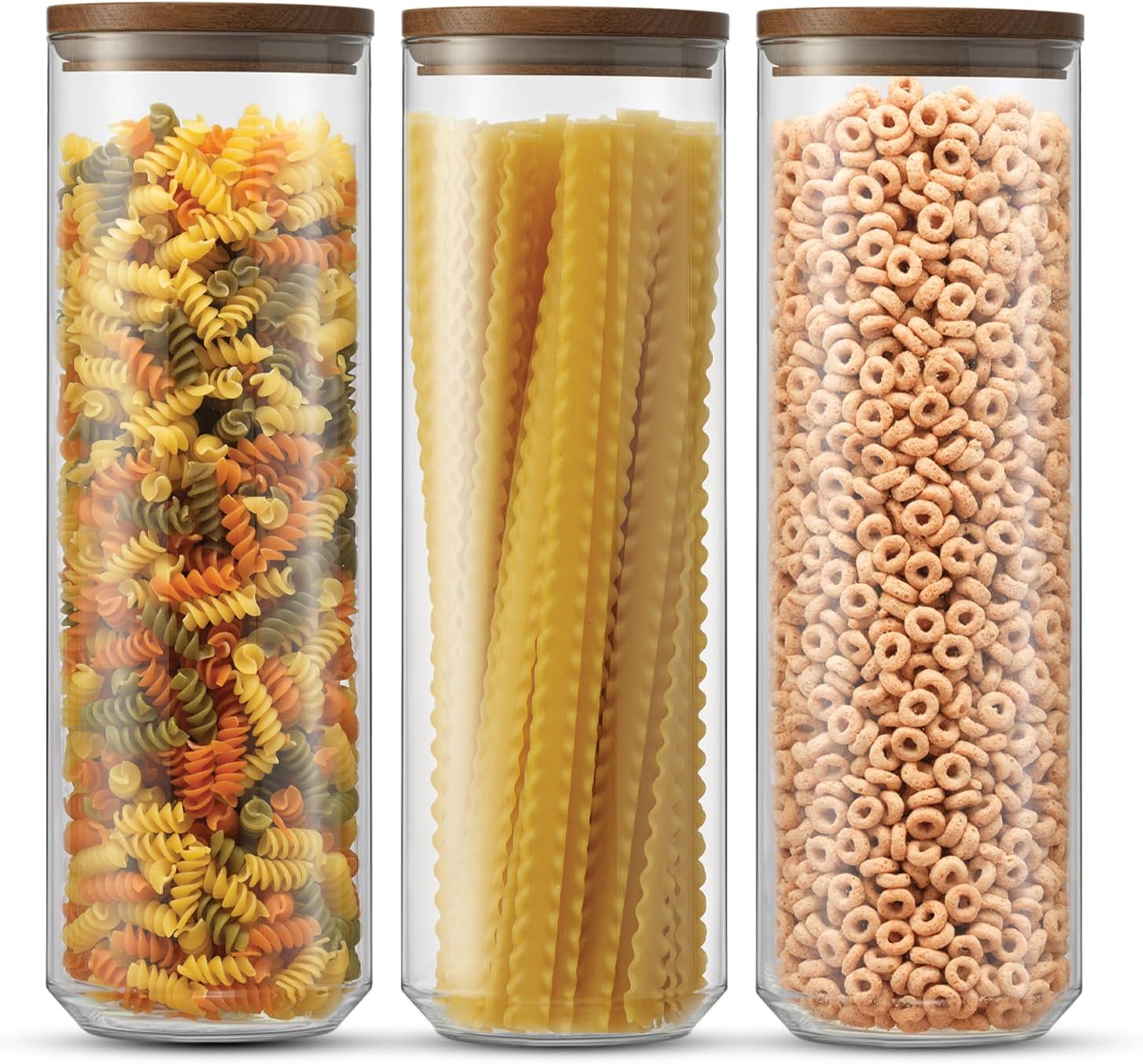 Stackable Wood Lid Glass Canisters
