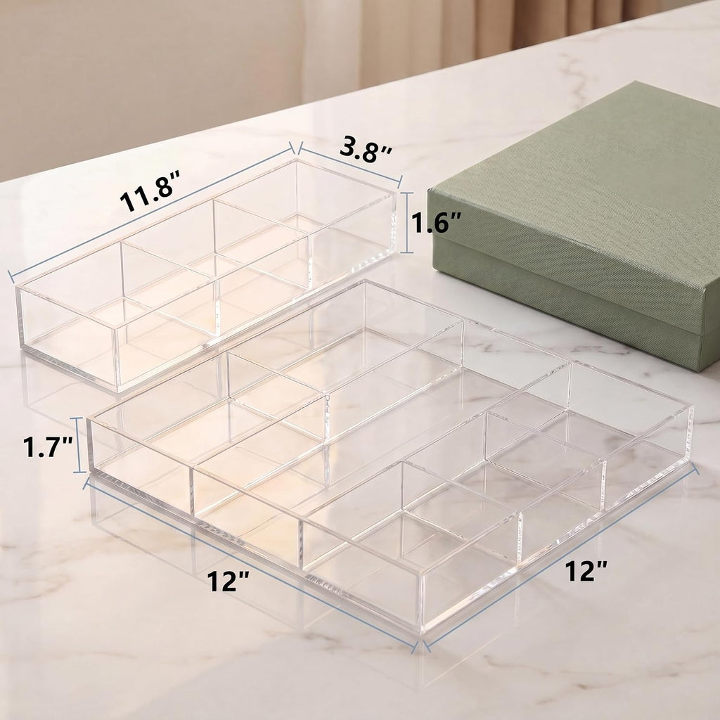 Multi-Slot Clear Acrylic Drawer Trays