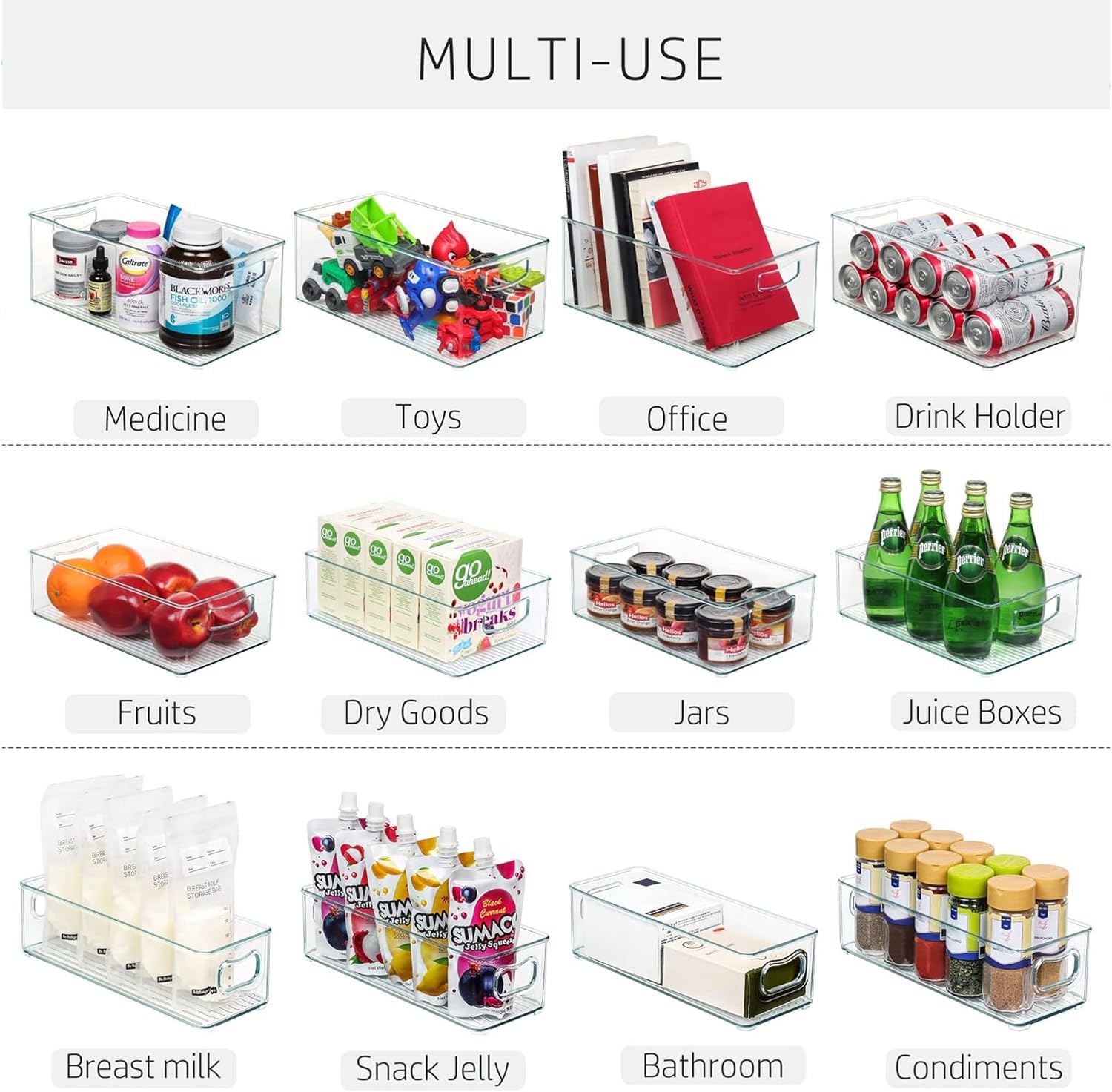 Clear Stackable Storage Organizer Bins