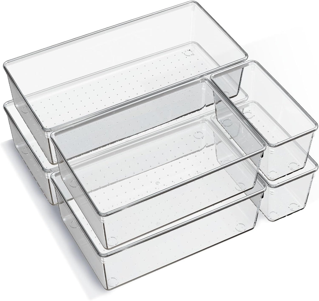 Non-Slip Clear Drawer Organizer Trays