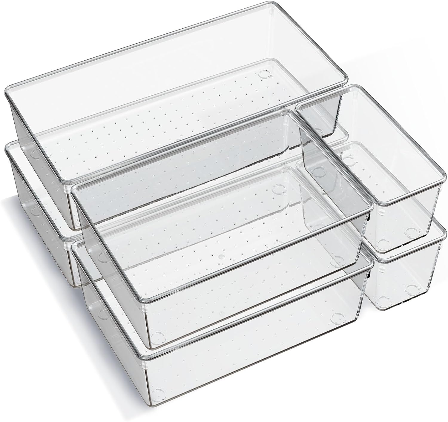 Non-Slip Clear Drawer Organizer Trays