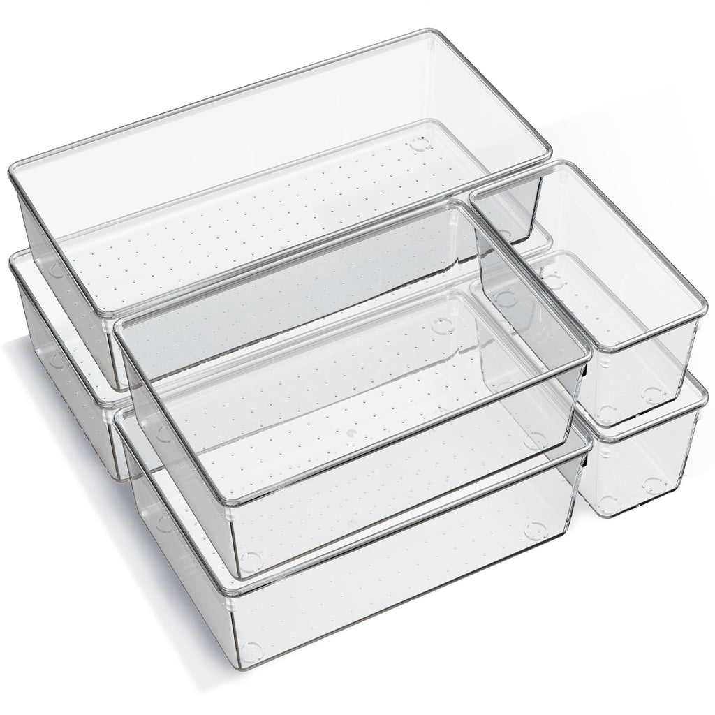Non-Slip Clear Drawer Organizer Trays