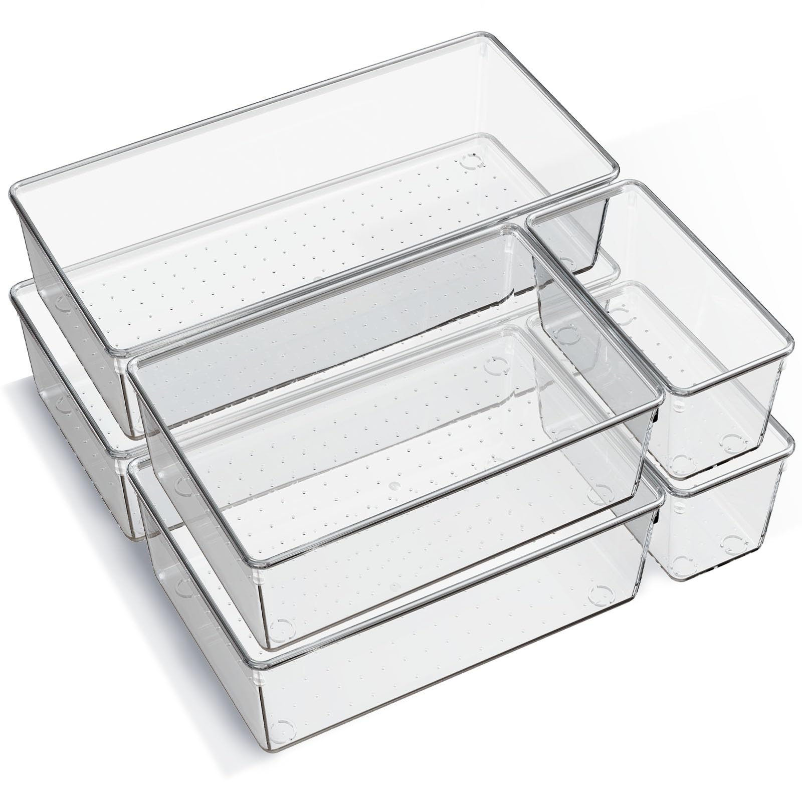 Non-Slip Clear Drawer Organizer Trays