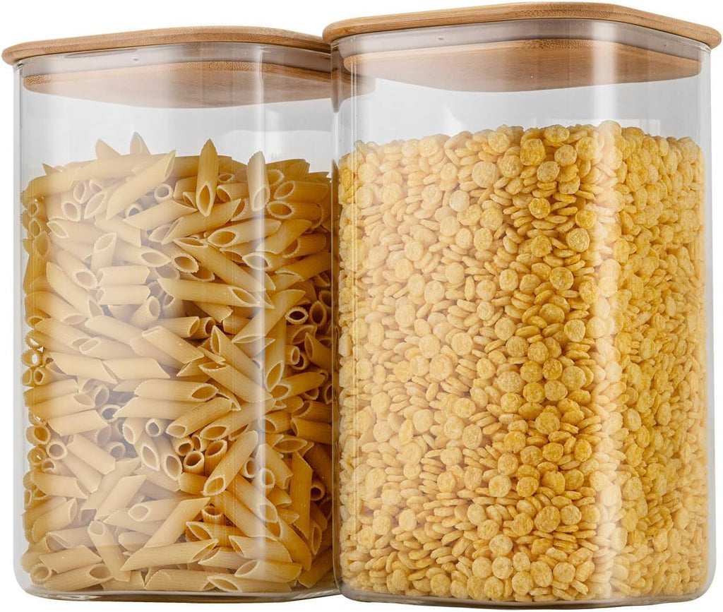Bamboo Lid Airtight Glass Canisters