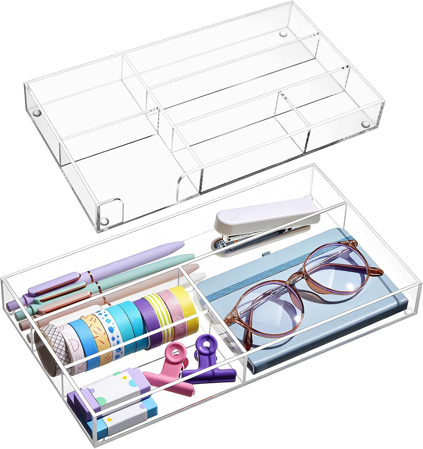 4-Compartment Acrylic Drawer Trays