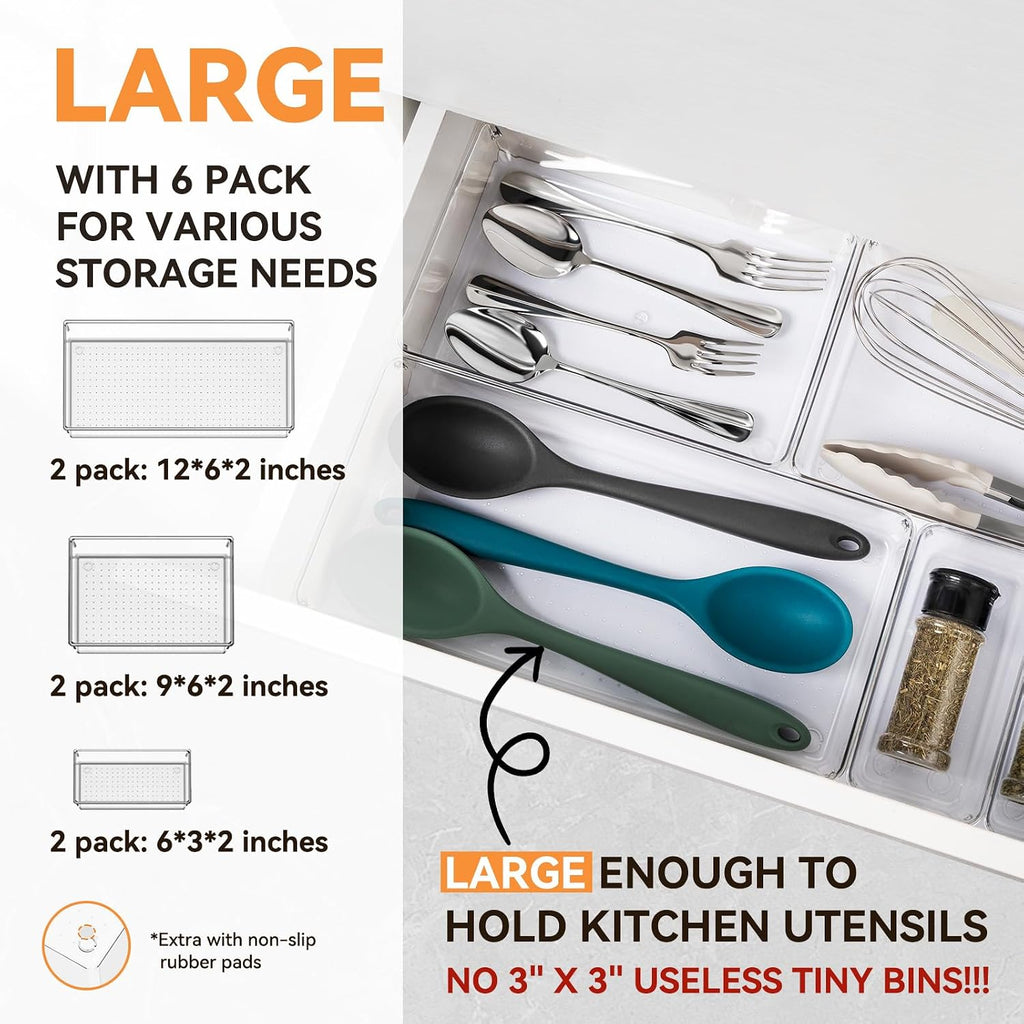 Non-Slip Clear Drawer Organizer Trays