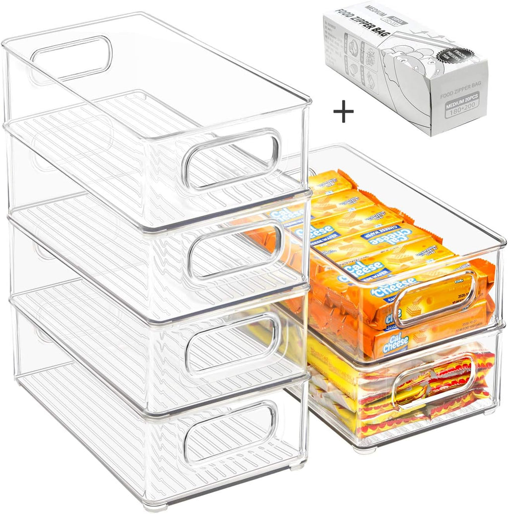 Clear Handled Fridge Storage Bins