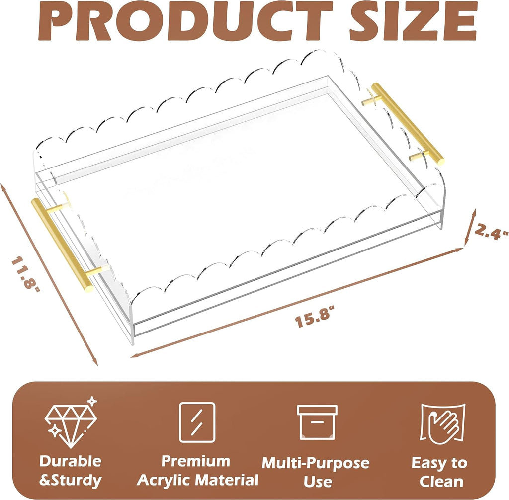 Handled Scalloped Acrylic Display Tray