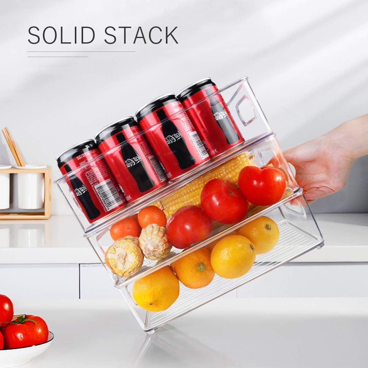 Clear Handled Fridge Storage Bins
