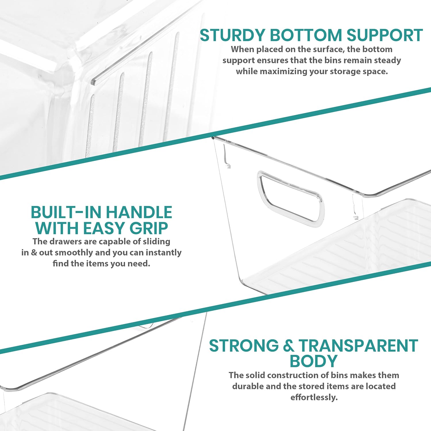 Clear Handled Kitchen Storage Bins