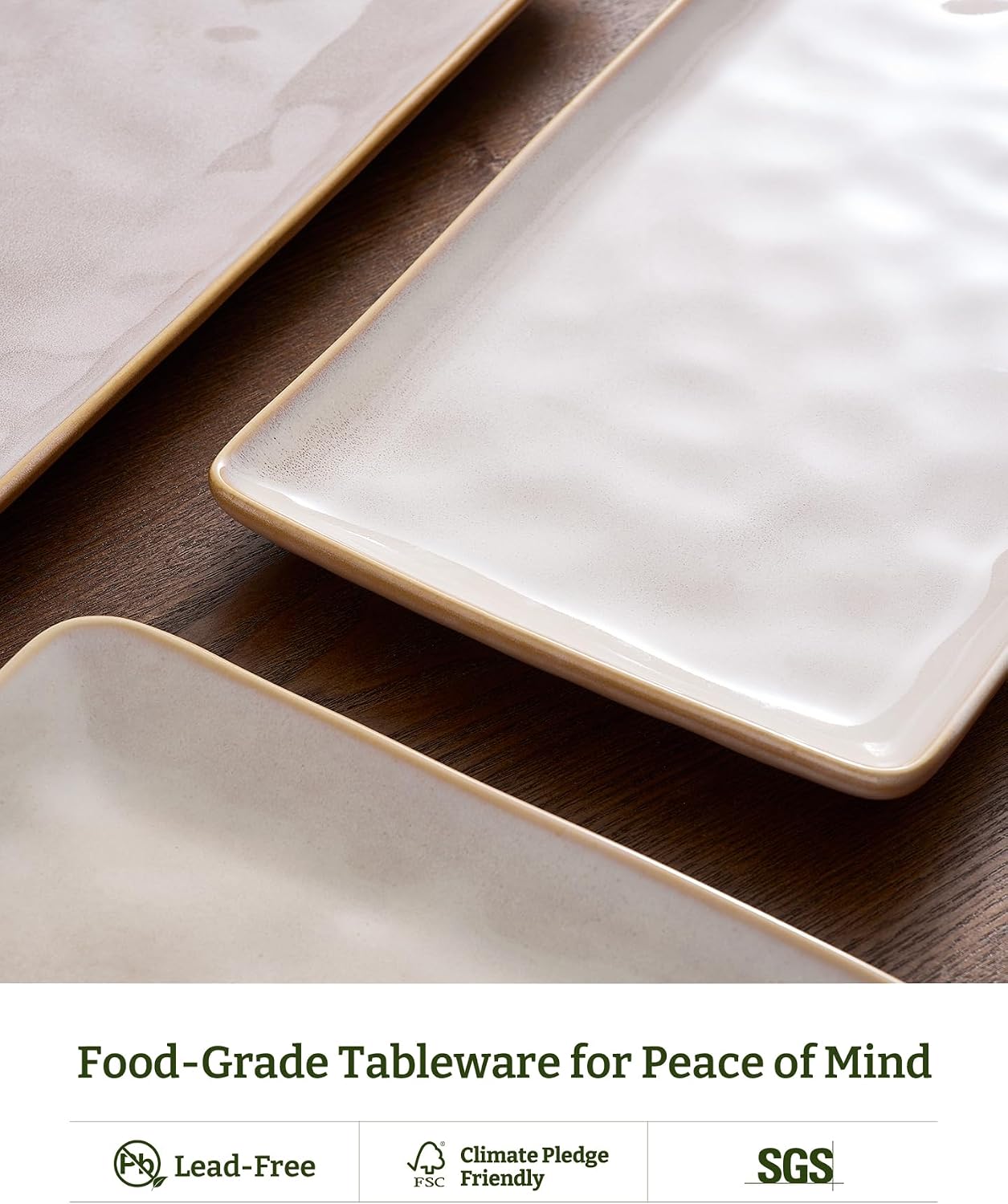White Stoneware Rectangular Platters