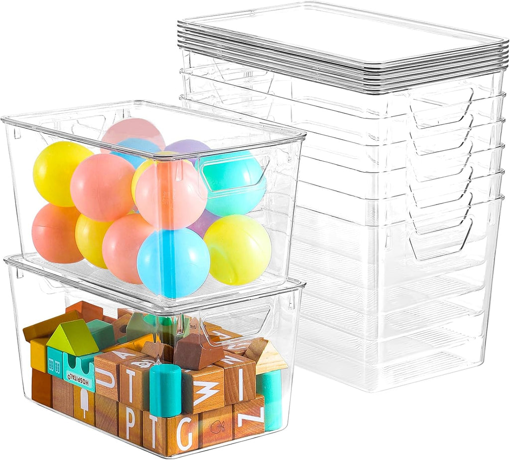 Lidded Clear Stackable Storage Bins