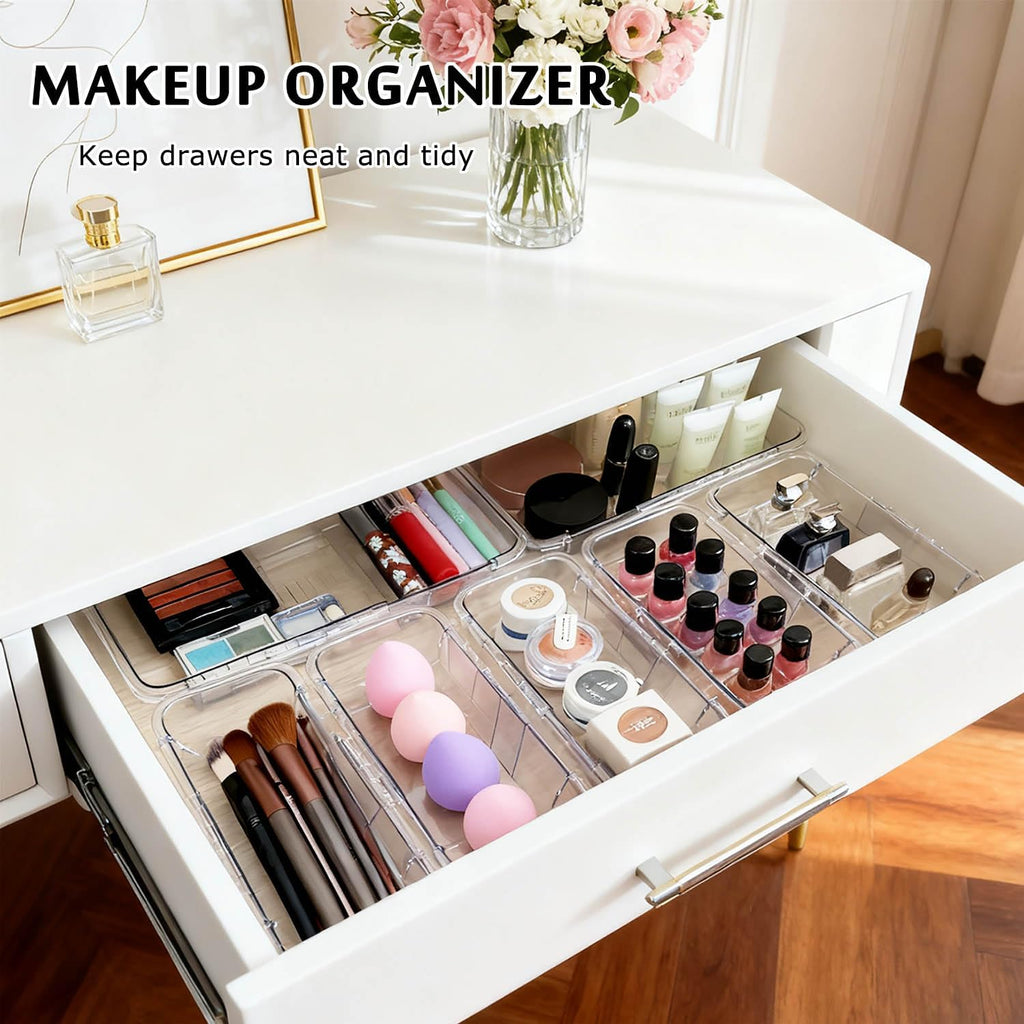 Adjustable Clear Drawer Organizer Trays