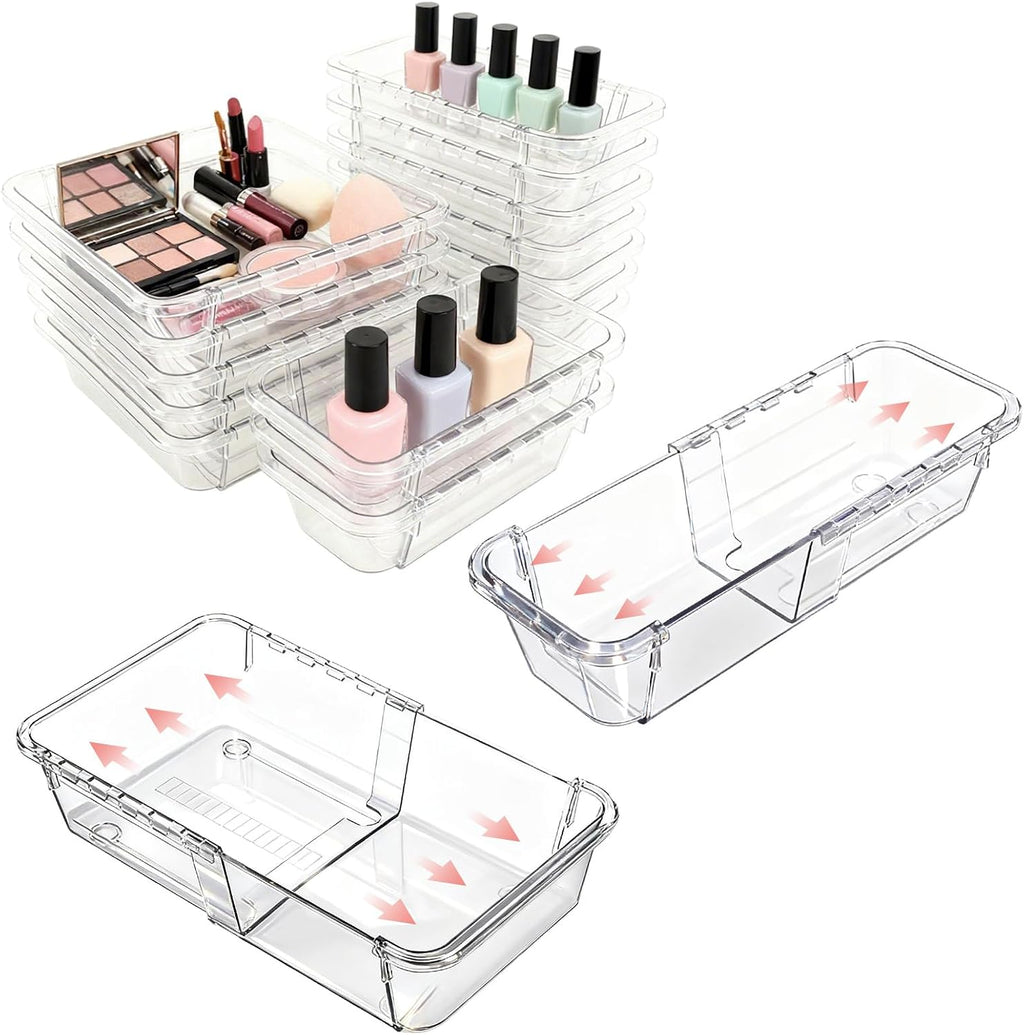 Adjustable Clear Drawer Organizer Trays