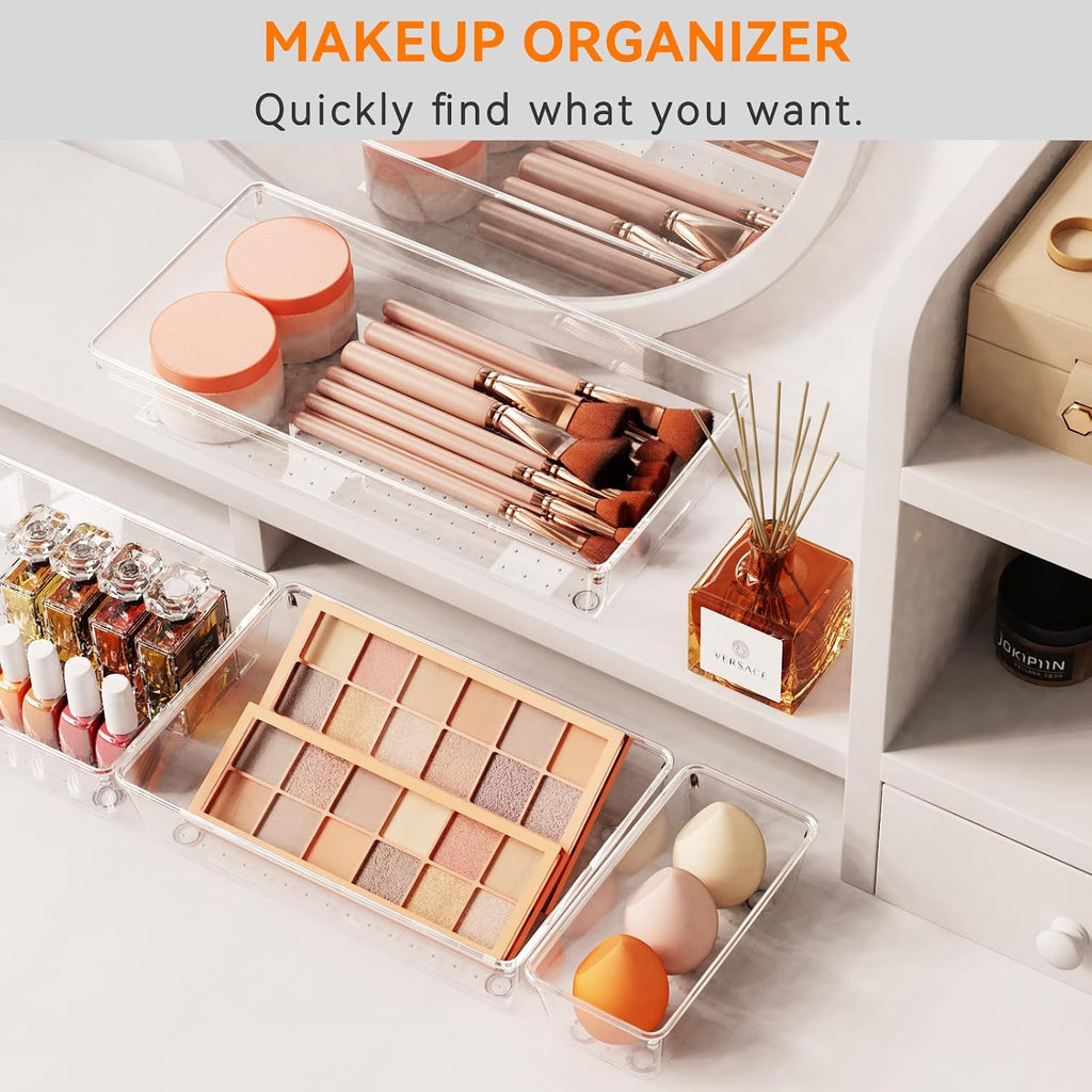 Non-Slip Clear Drawer Organizer Trays