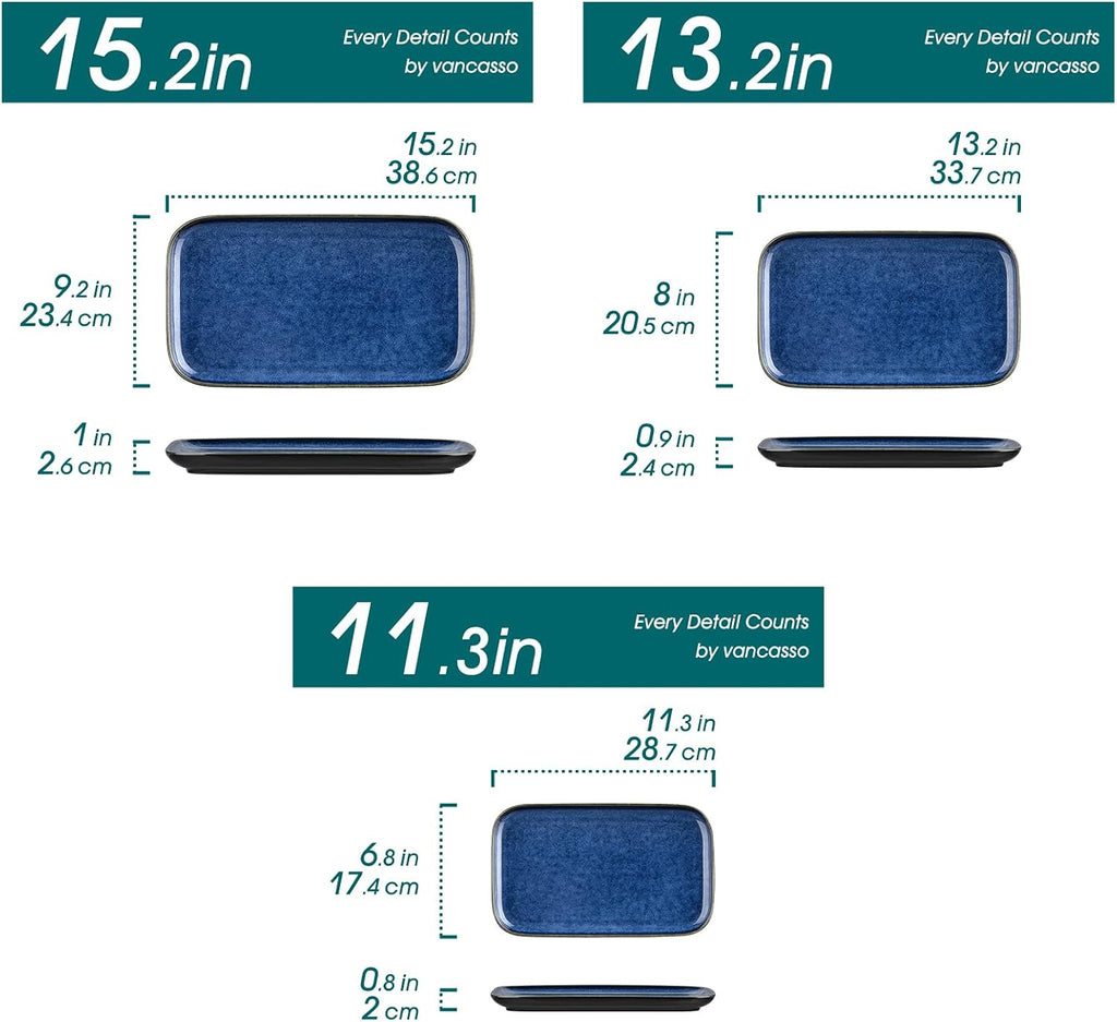Blue Rectangular Ceramic Platters