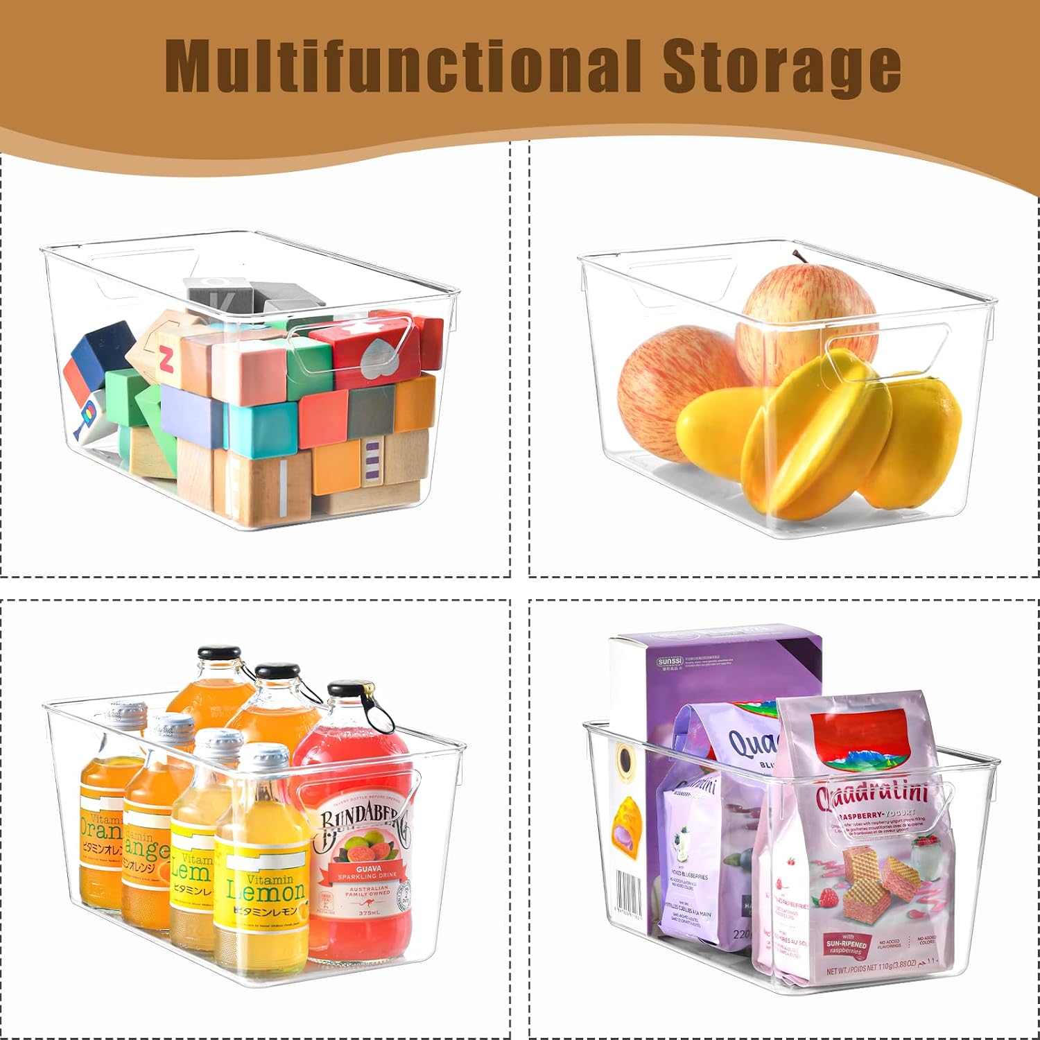 Clear Handled Pantry Storage Bins