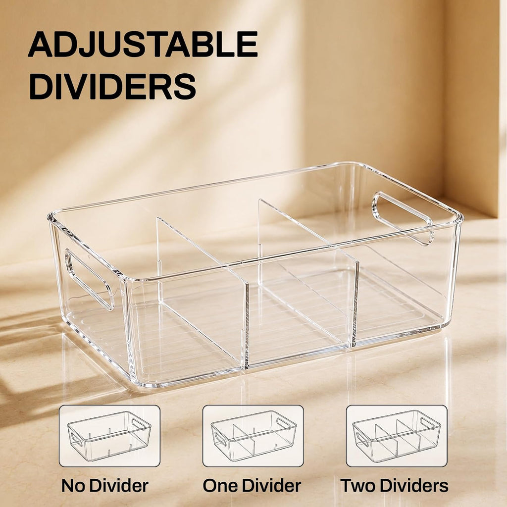 Stackable Divided Clear Storage Bins