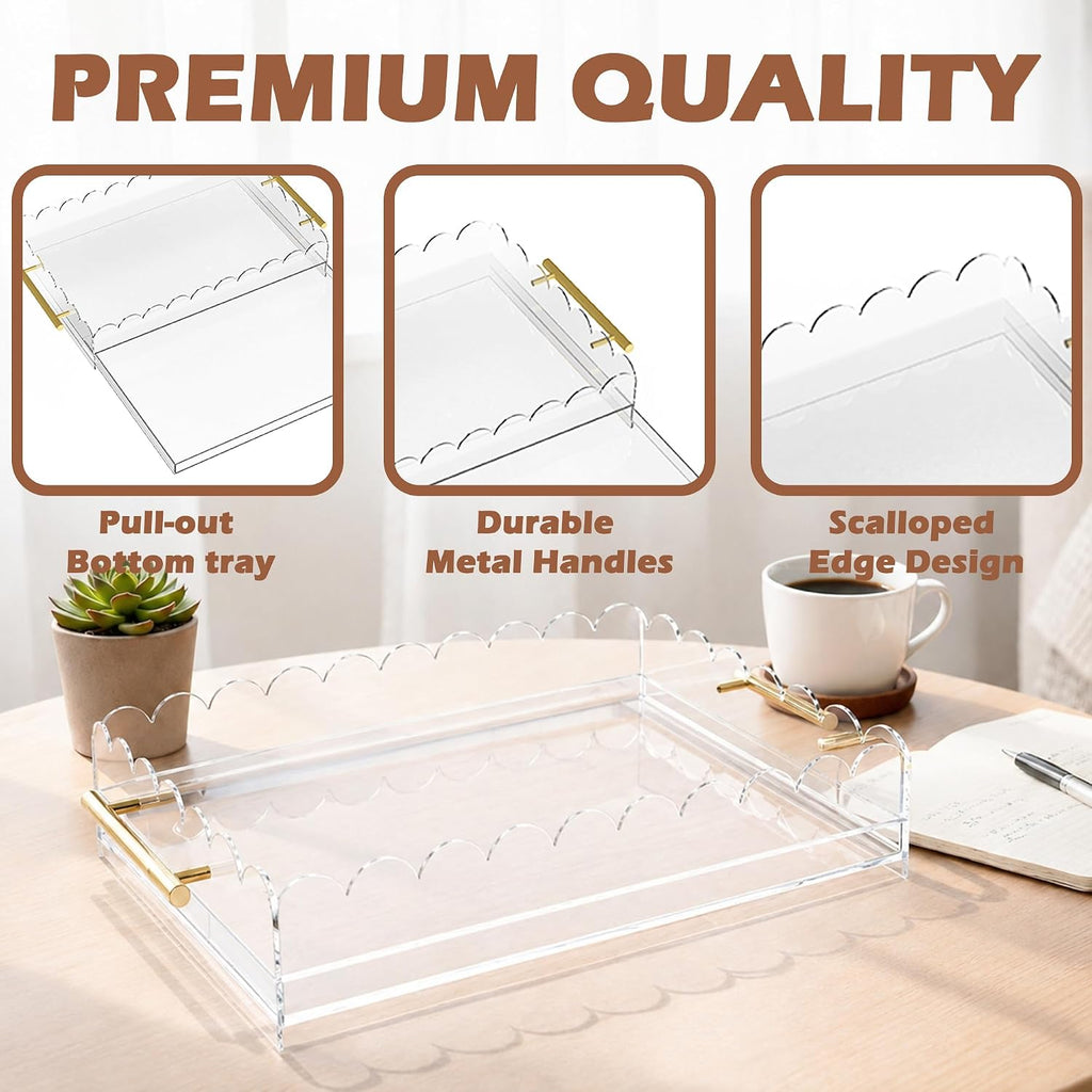 Handled Scalloped Acrylic Display Tray