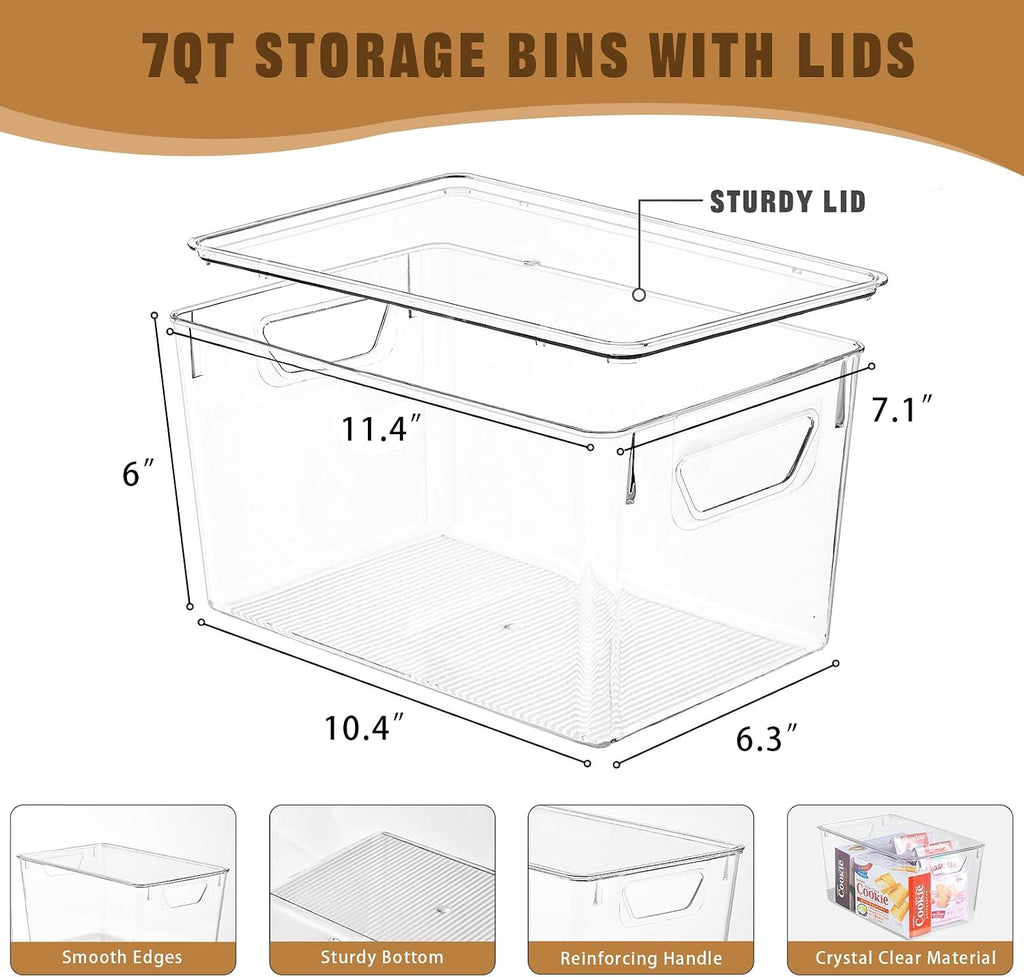 Lidded Clear Stackable Storage Bins