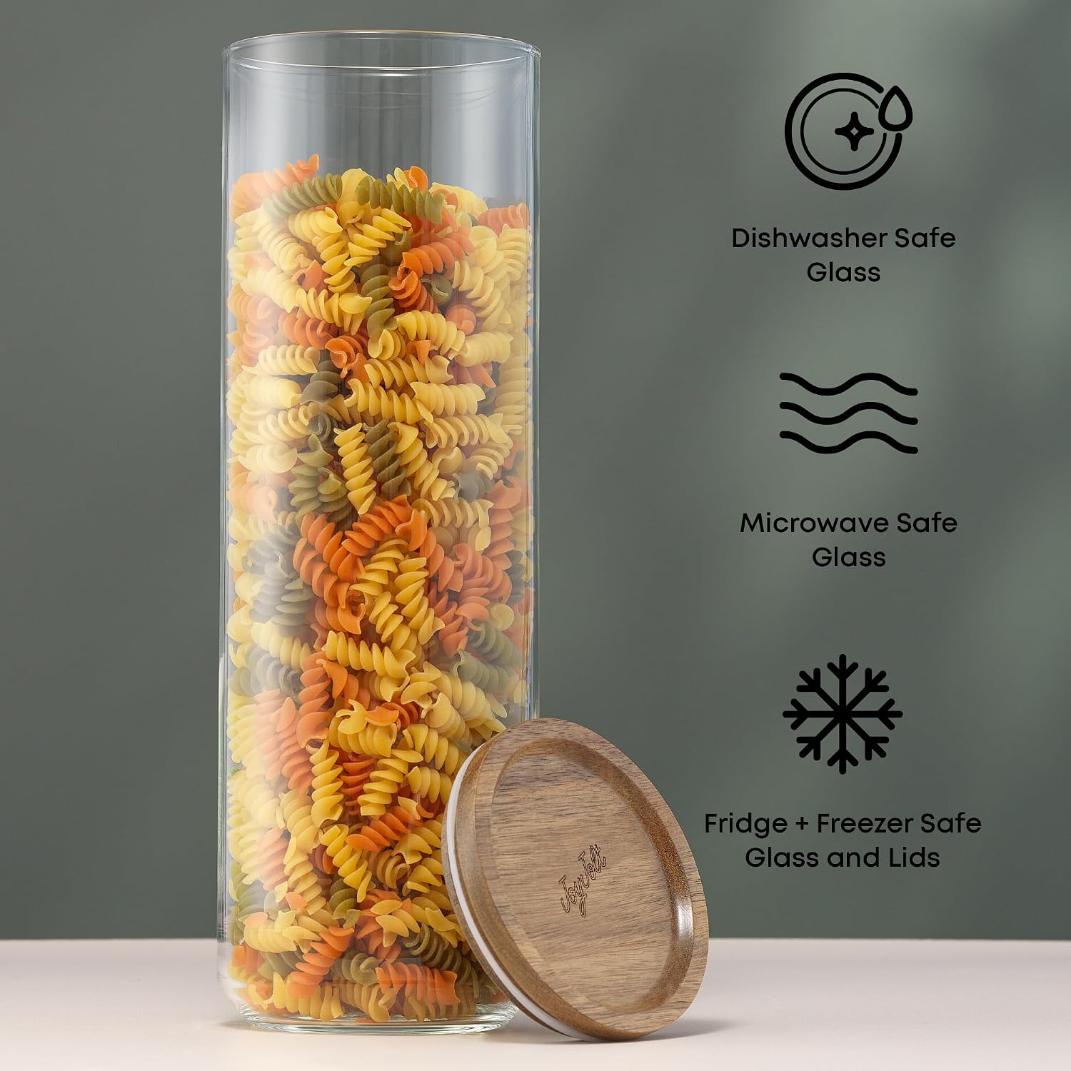 Stackable Wood Lid Glass Canisters