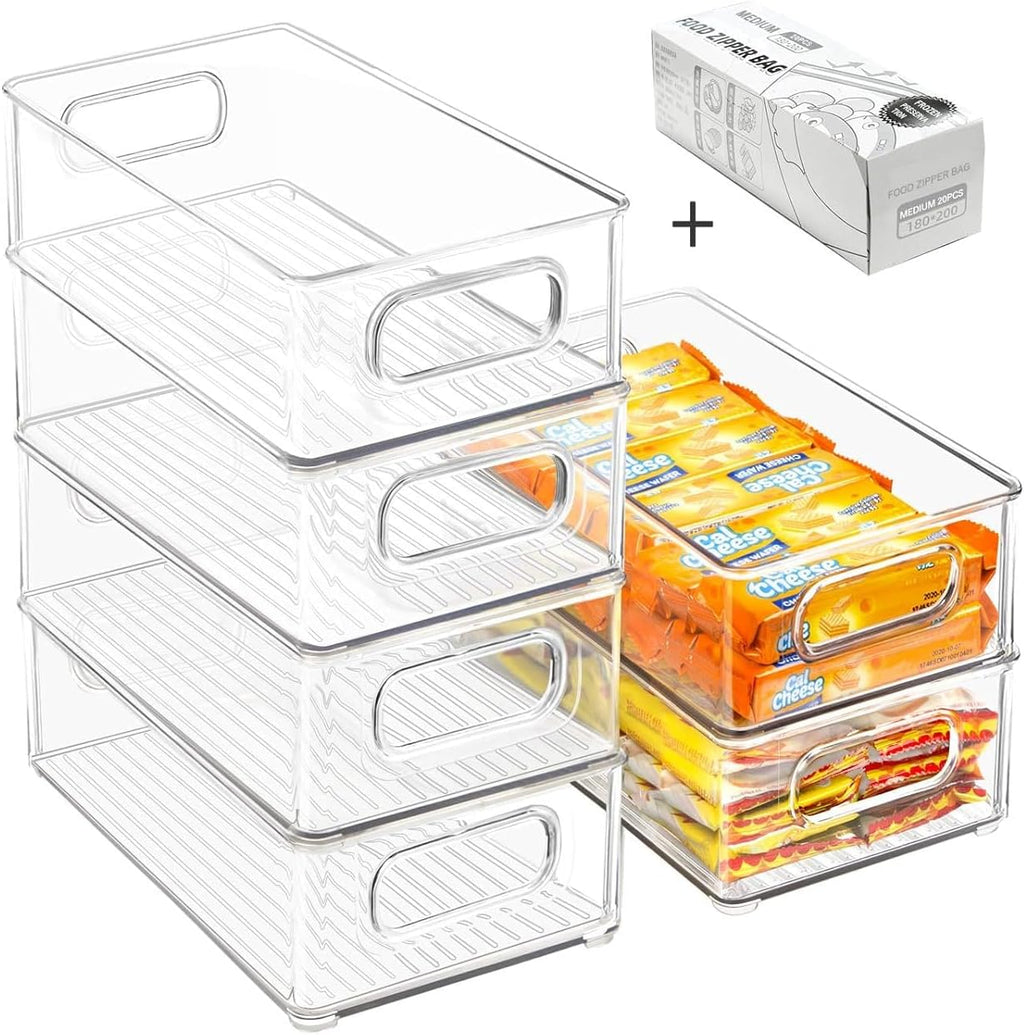 Clear Handled Fridge Storage Bins