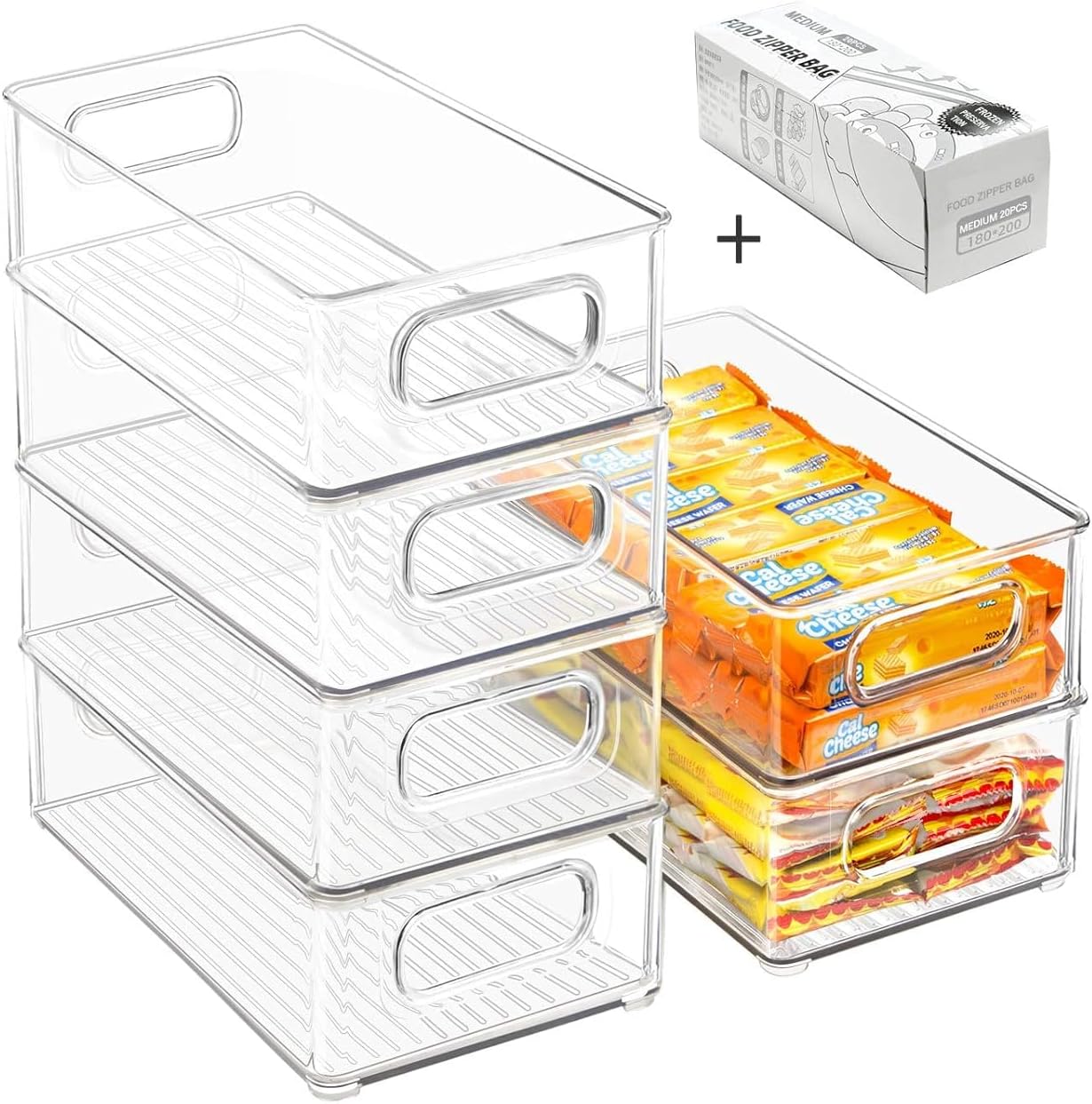 Clear Handled Fridge Storage Bins