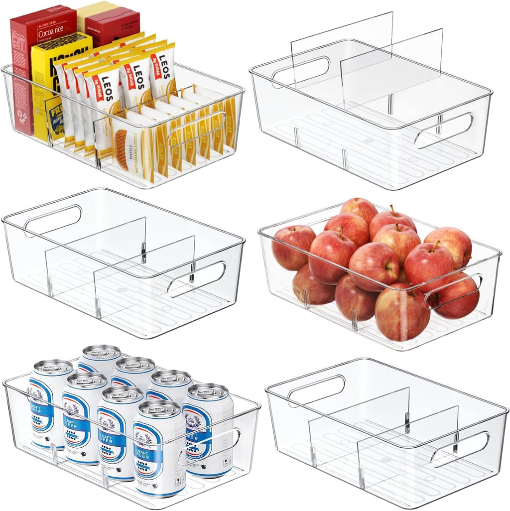 Stackable Divided Clear Storage Bins