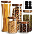 Wood Lid Kitchen Glass Canister Set