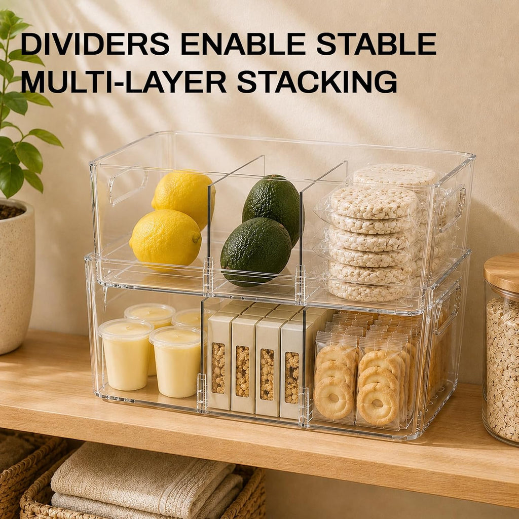 Stackable Divided Clear Storage Bins