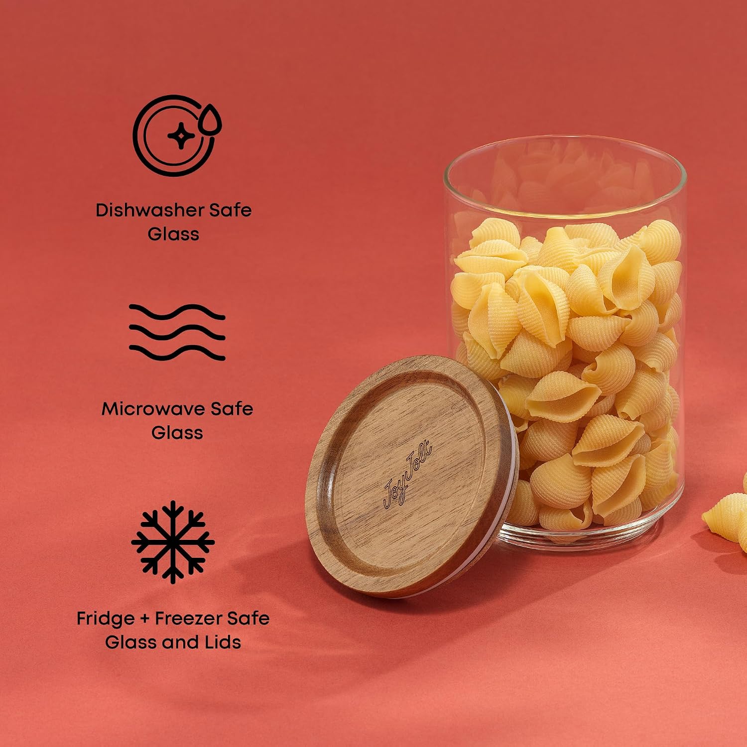 Stackable Wood Lid Glass Canister Set