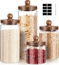 Wood Lid Labeled Glass Canister Set
