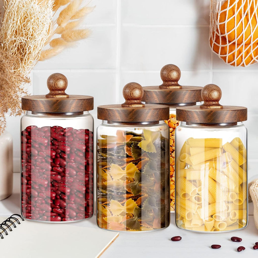 Wood Lid Airtight Glass Canister Jars