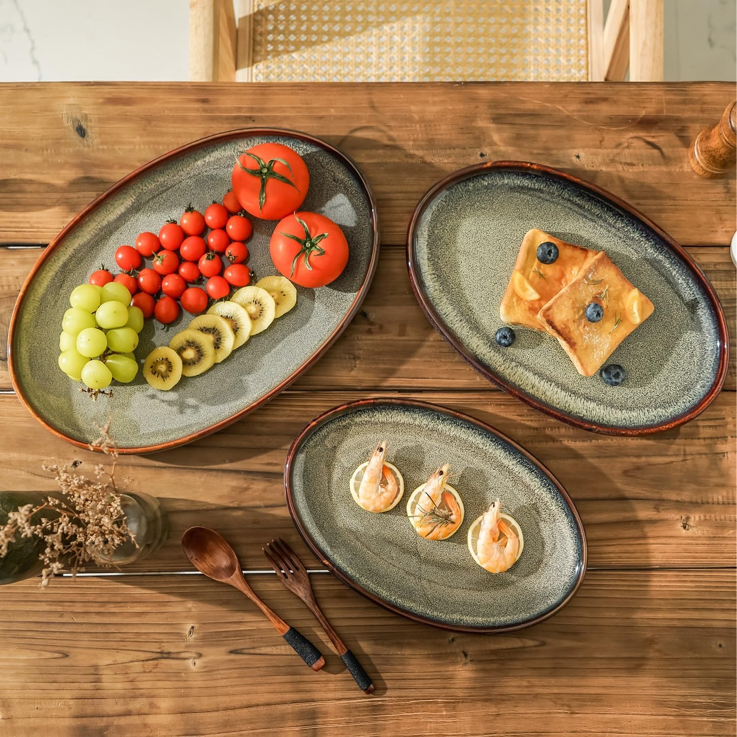 Caramel Oval Ceramic Platters Set