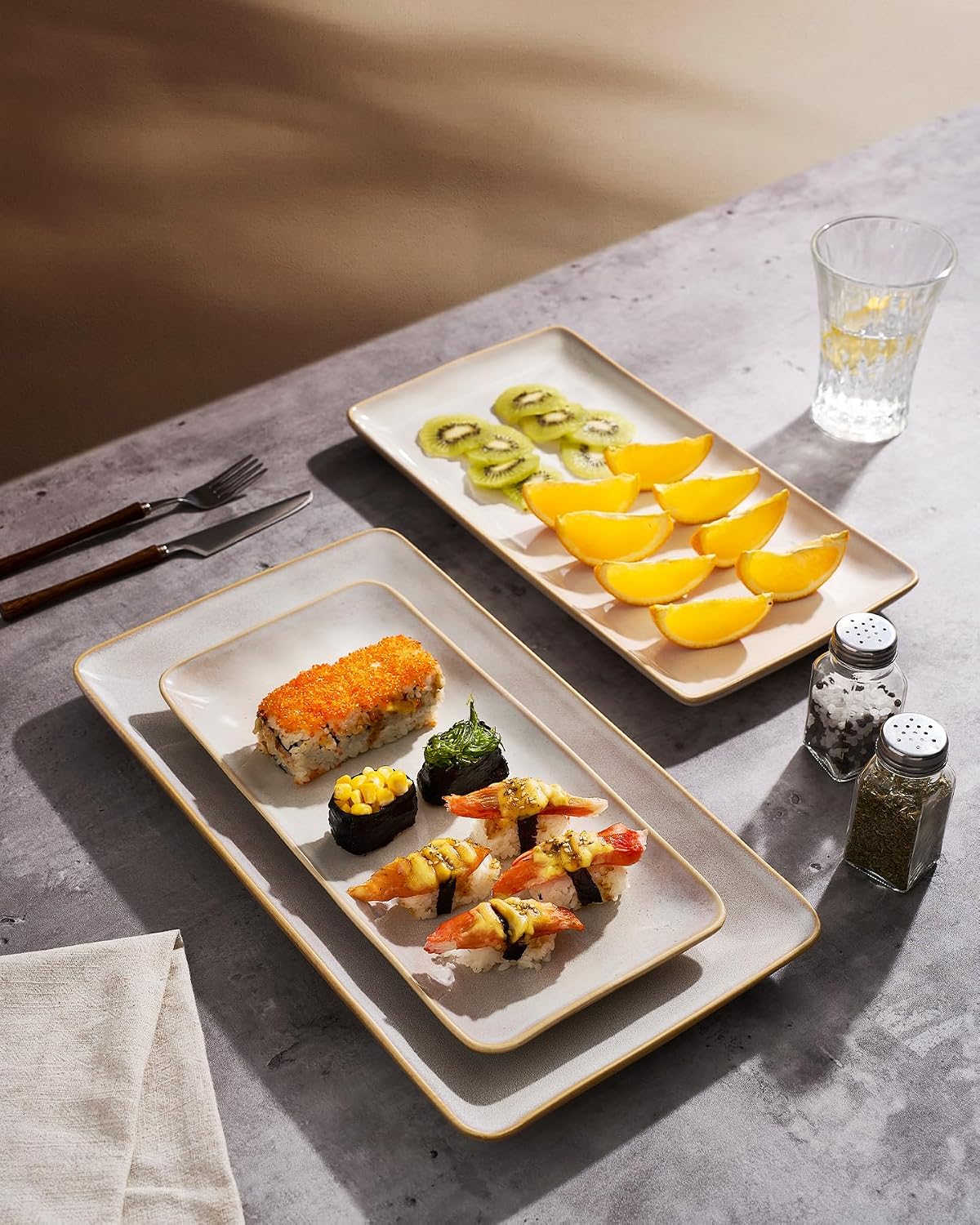 White Stoneware Rectangular Platters