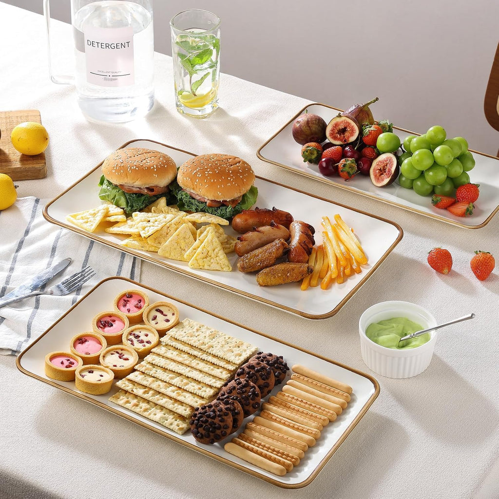 Rimmed Rectangle Ceramic Platters